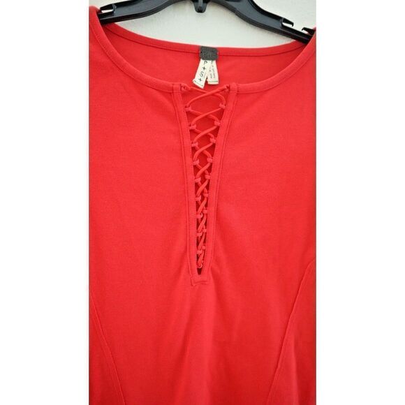 Free People We The Free OB745830 Women's Sz S Jacqui Red Lace Up Long Sleeve Top - Picture 3 of 6
